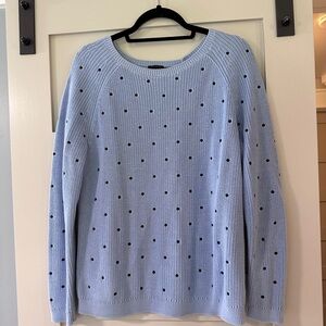 Talbots Light Blue/Black Polka Dot Crew Neck Sweater